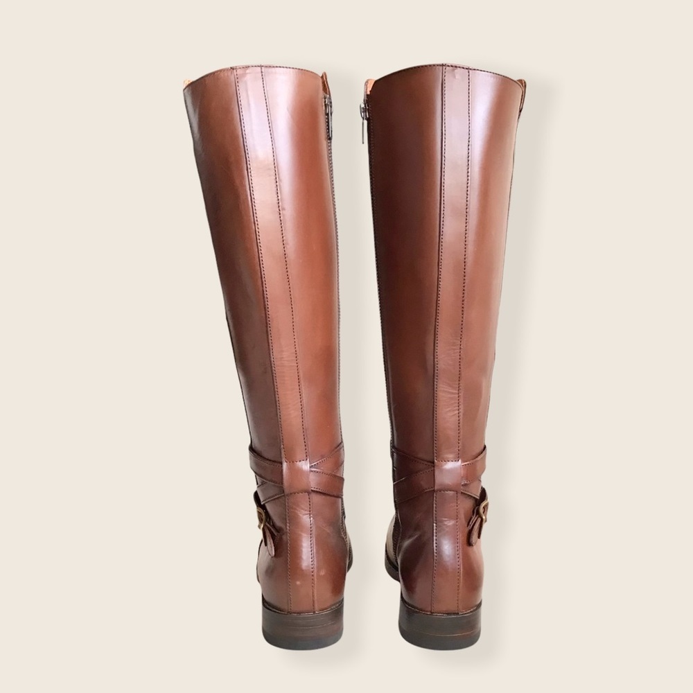 Frye Jordan Strap Cognac Leather Tall Riding Boots - Picture 9 of 15